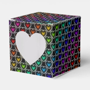 Rainbow Hearts Pattern Heart Favour Box