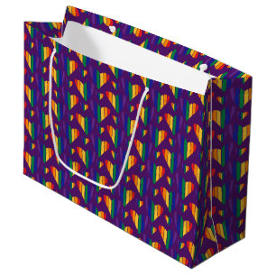 Rainbow Hearts Pattern Large Gift Bag