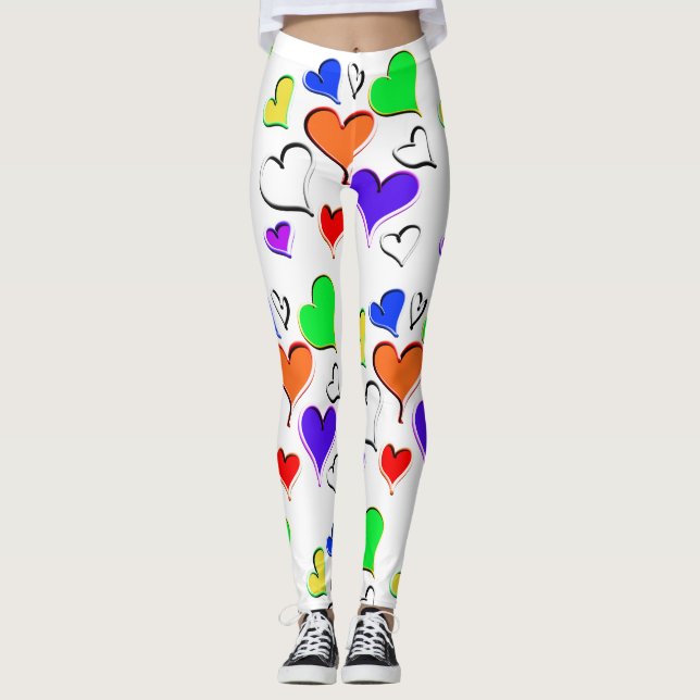 Rainbow Hearts Pattern  Leggings (Front)