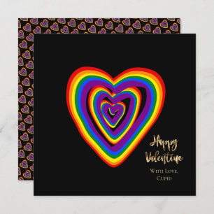 Rainbow Hearts Pattern LGBTQ Valentine's Day