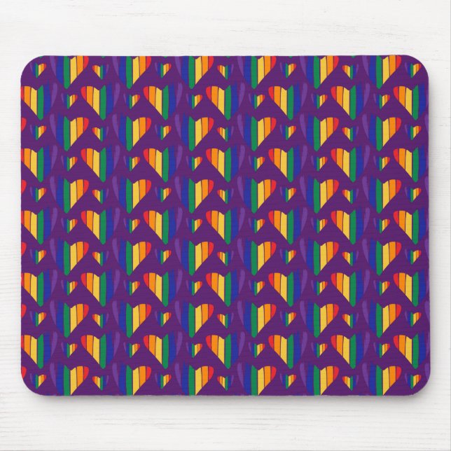 Rainbow Hearts Pattern Mouse Mat (Front)