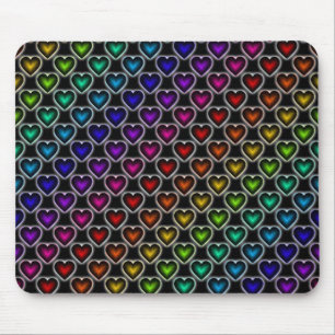 Rainbow Hearts Pattern Mouse Pad