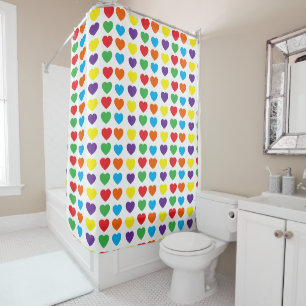 Rainbow Hearts Pattern Shower Curtain