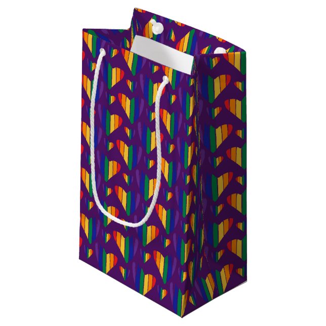 Rainbow Hearts Pattern Small Gift Bag (Front Angled)