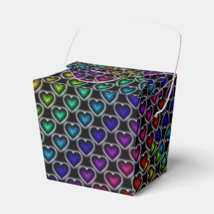 Rainbow Hearts Pattern Take Out Favour Box