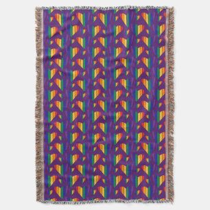 Rainbow Hearts Pattern Throw Blanket