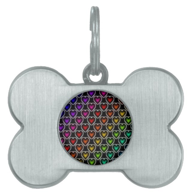 Rainbow Hearts Pet ID Tag (Front)