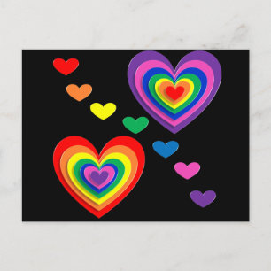 Rainbow hearts postcard