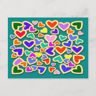 RAINBOW HEARTS Postcard