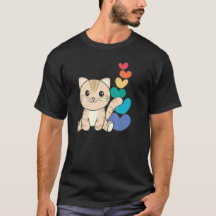 Rainbow Hearts Pride Lgbtq Cute Animals Cat 2 T-Shirt