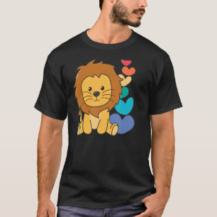 Rainbow Hearts Pride Lgbtq Cute Animals Lion T-Shirt