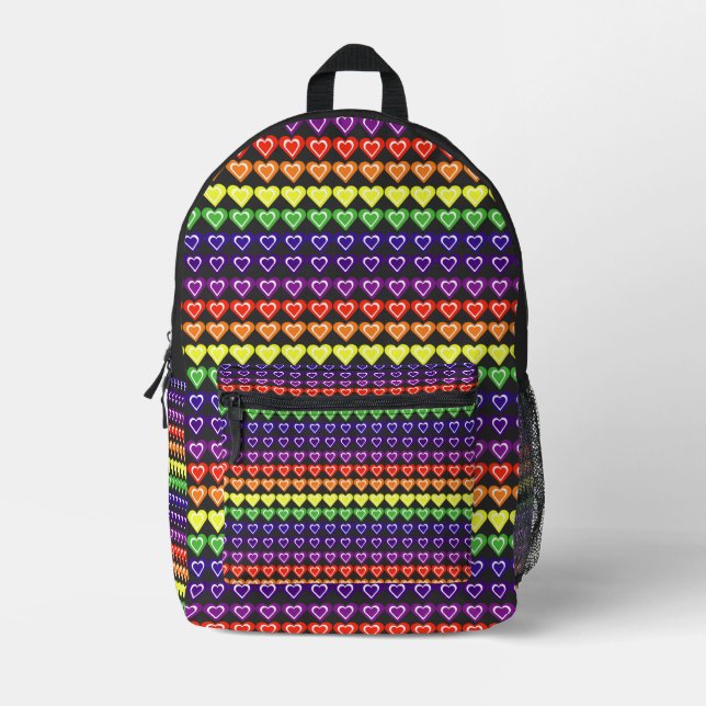Rainbow hearts printed backpack (Front)