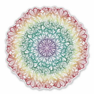 Rainbow Hearts Retro Mandala