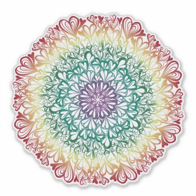 Rainbow Hearts Retro Mandala                       (Front)