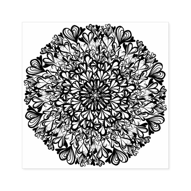 Rainbow Hearts Retro Mandala                       Rubber Stamp (Imprint)