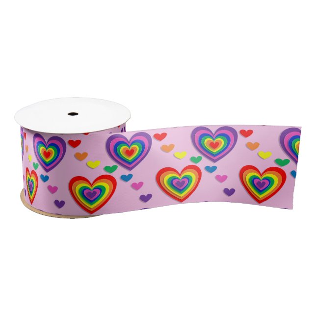 Rainbow hearts ribbon satin ribbon (Spool)