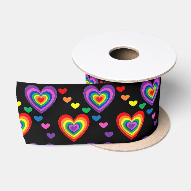 Rainbow hearts ribbon satin ribbon (Spool)