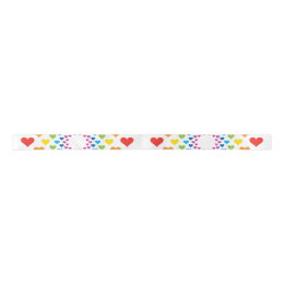 Rainbow Hearts  Satin Ribbon