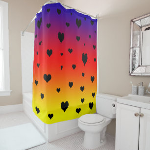 Rainbow Hearts,  Shower Curtain