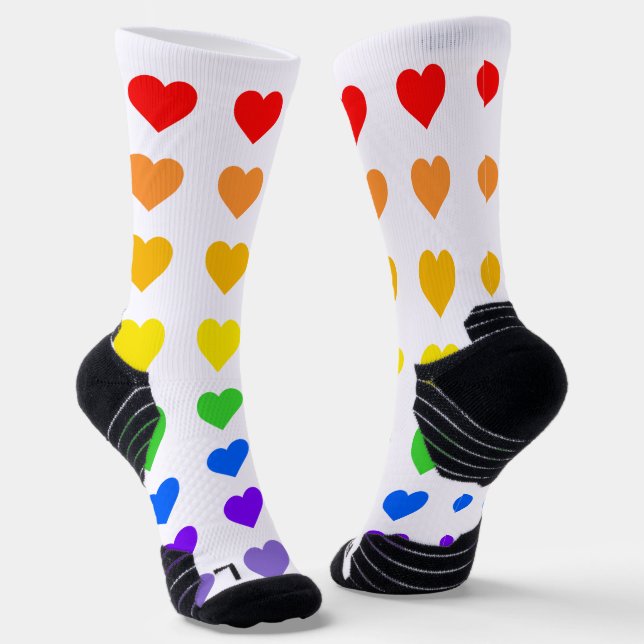 Rainbow Hearts   Socks (Angled)