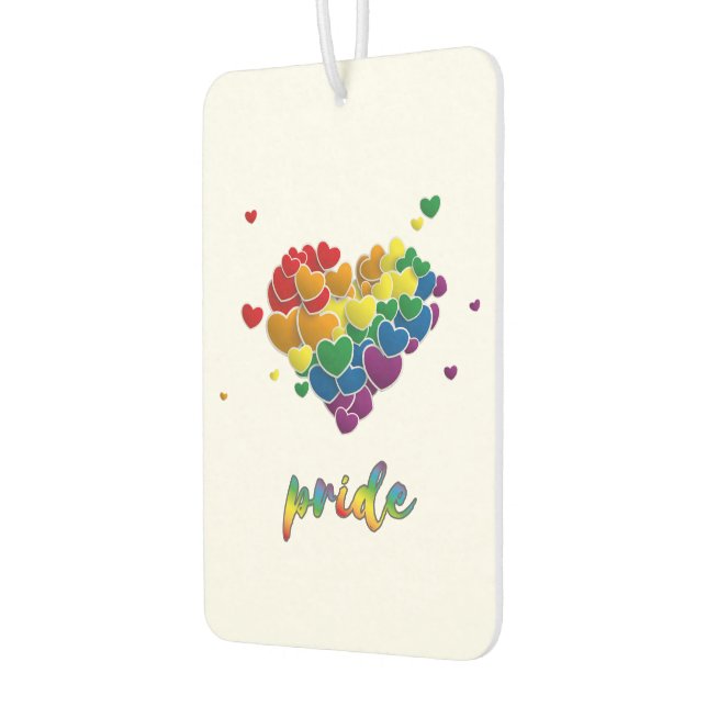 Rainbow Hearts Splash Pride Car Air Freshener (Left)
