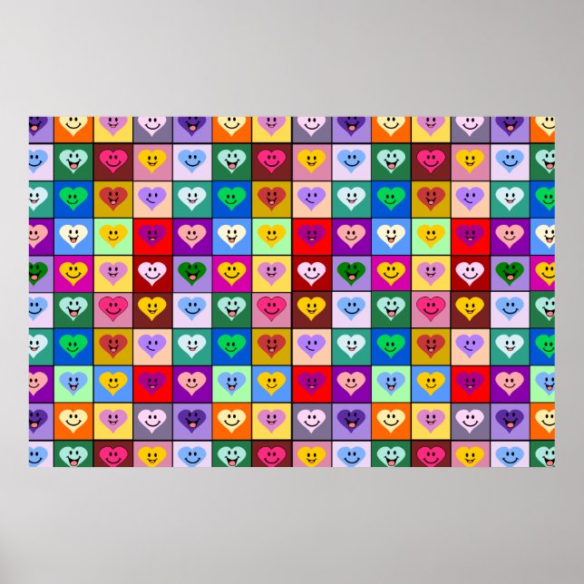 Rainbow Hearts squares Poster (Front)
