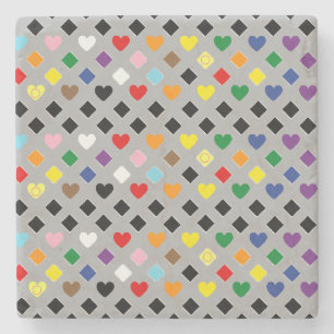 Rainbow Hearts Stone Coaster