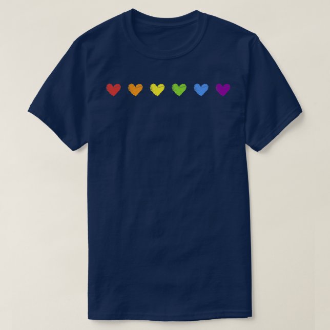 Rainbow Hearts Subtle Rainbow Flag Gay Pride Month T-Shirt (Design Front)