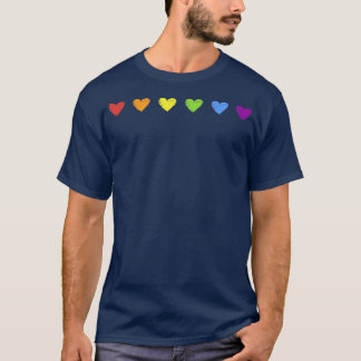 Rainbow Hearts Subtle Rainbow Flag Gay Pride Month T-Shirt
