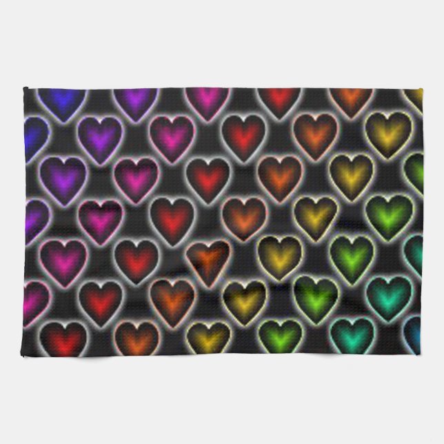 Rainbow Hearts Tea Towel (Horizontal)