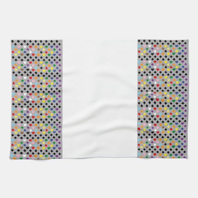 Rainbow Hearts Tea Towel (Horizontal)