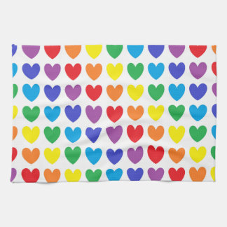 Rainbow Hearts Tea Towel
