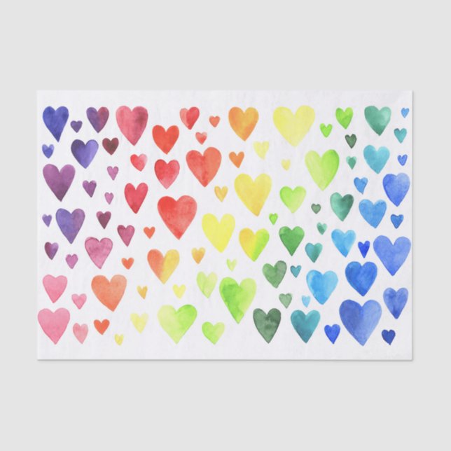 Rainbow Hearts Tissue Paper (Front)