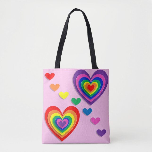 Rainbow hearts tote bag (Front)