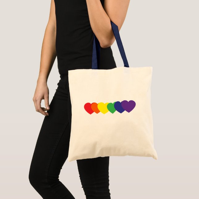 Rainbow Hearts Tote Bag (Front (Product))