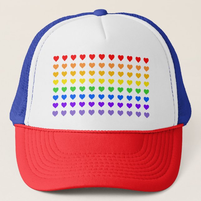 Rainbow Hearts   Trucker Hat (Front)