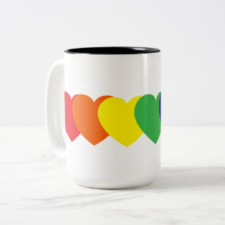 Rainbow Hearts Two-Tone Coffee Mug