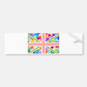 Rainbow Hearts Union Jack Bumper Sticker