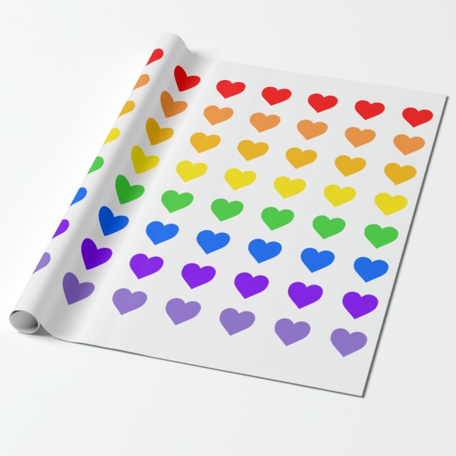 Rainbow Hearts Wrapping Paper (Unrolled)