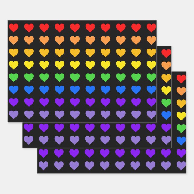 Rainbow Hearts  Wrapping Paper Sheet (Set)