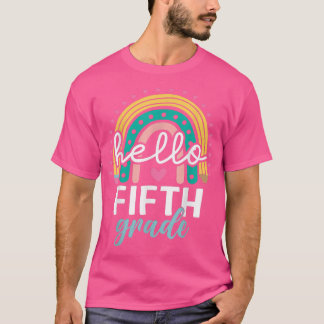 Rainbow Hello 5th Grade Back To School Teacher Stu T-Shirt
