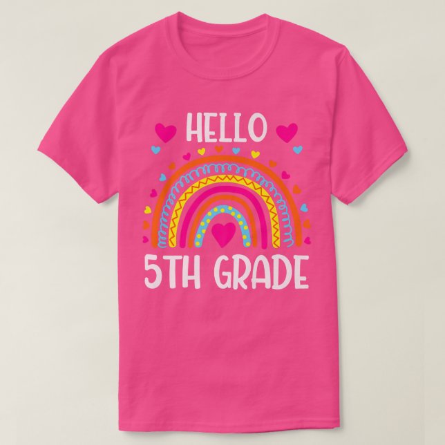 Rainbow Hello Fifth Grade Shirt 5th Grade Back To  (Design Front)