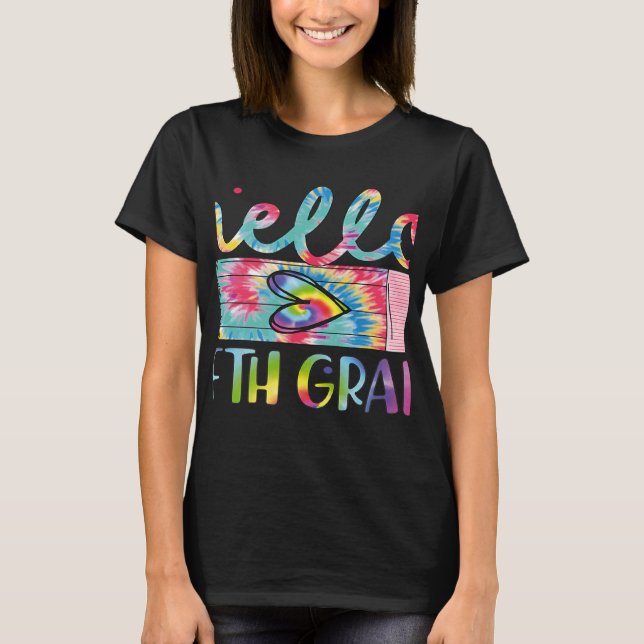 Rainbow Hello Fifth Grade Student Teacher Back To  T-Shirt (Front)
