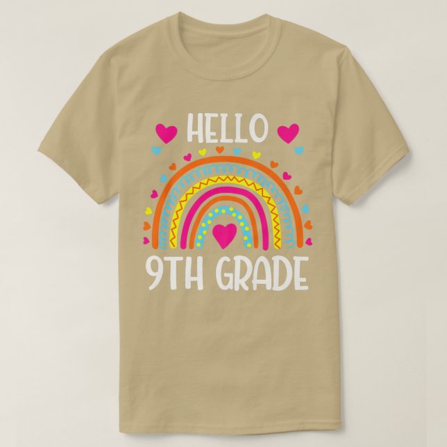 Rainbow Hello Ninth Grade Shirt 9th Grade Back To  (Design Front)