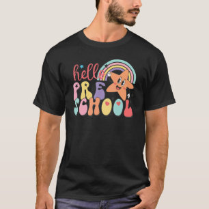 Rainbow Hello Preschool Teacher Student First Day  T-Shirt