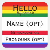 Rainbow Hello Pronouns
