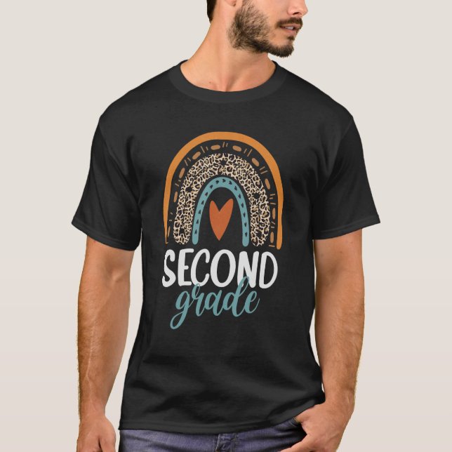 Rainbow Hello Second 2nd Grade Teacher First Day O T-Shirt (Front)