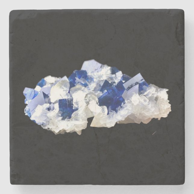 Rainbow Hematite Crystal Iridescent Metallic  Stone Coaster (Front)