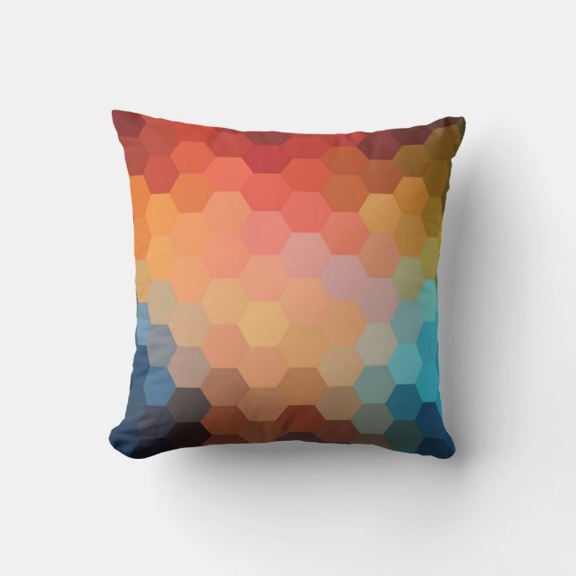 Rainbow Hexagon Chevron Pattern 2 Cushion (Front)