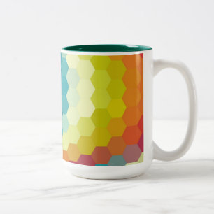 Rainbow Hexagon Chevron Pattern 2 Two-Tone Coffee Mug